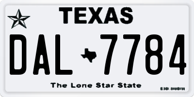 TX license plate DAL7784