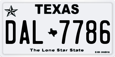 TX license plate DAL7786