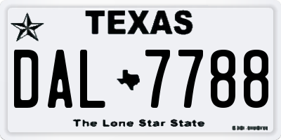 TX license plate DAL7788