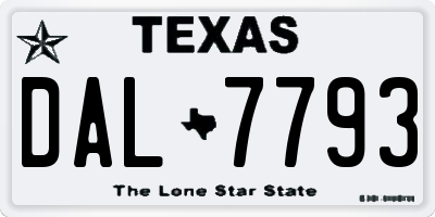 TX license plate DAL7793