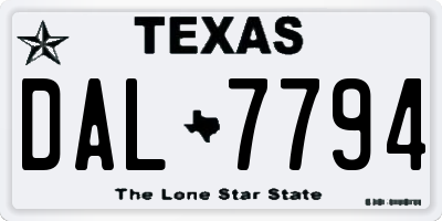 TX license plate DAL7794