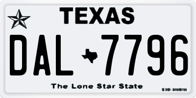TX license plate DAL7796