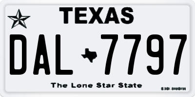 TX license plate DAL7797