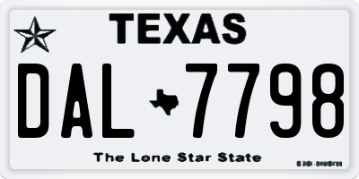 TX license plate DAL7798