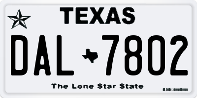 TX license plate DAL7802