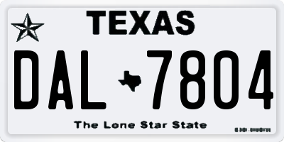 TX license plate DAL7804