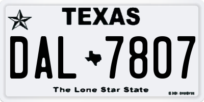 TX license plate DAL7807