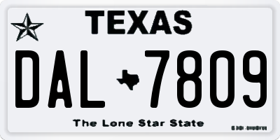 TX license plate DAL7809