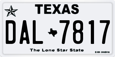 TX license plate DAL7817