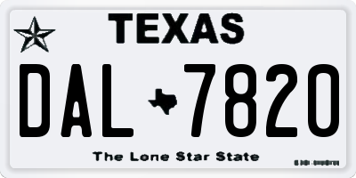 TX license plate DAL7820