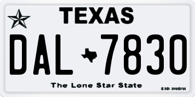 TX license plate DAL7830