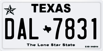TX license plate DAL7831