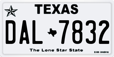 TX license plate DAL7832
