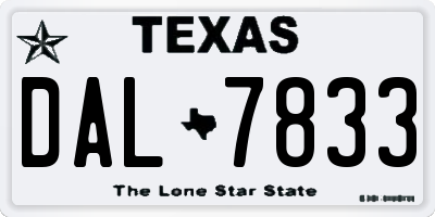 TX license plate DAL7833