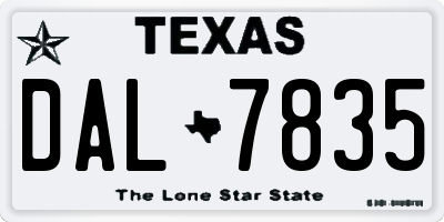 TX license plate DAL7835