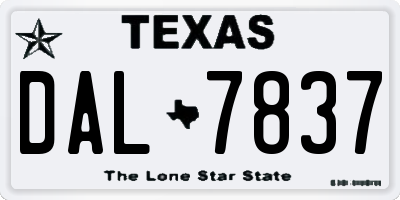 TX license plate DAL7837