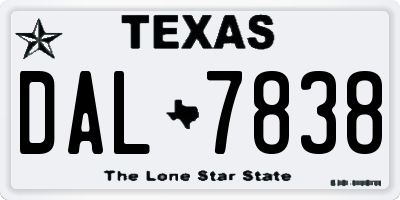 TX license plate DAL7838