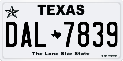 TX license plate DAL7839