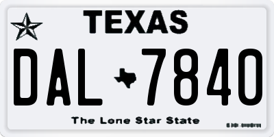 TX license plate DAL7840