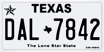 TX license plate DAL7842