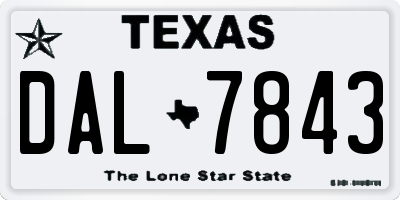 TX license plate DAL7843