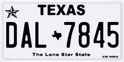 TX license plate DAL7845
