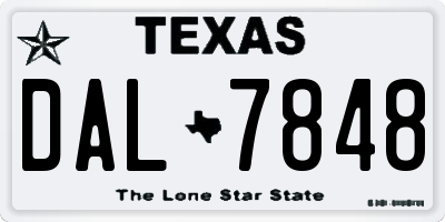 TX license plate DAL7848