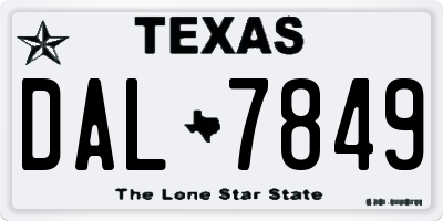 TX license plate DAL7849