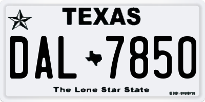 TX license plate DAL7850