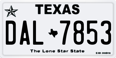 TX license plate DAL7853