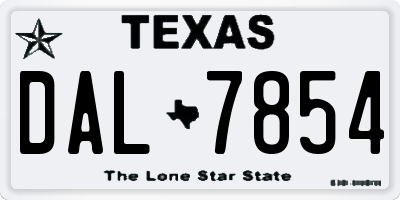 TX license plate DAL7854