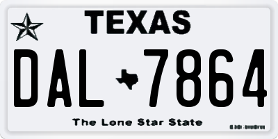 TX license plate DAL7864