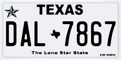 TX license plate DAL7867