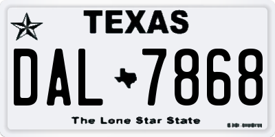 TX license plate DAL7868