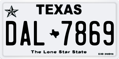 TX license plate DAL7869