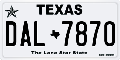 TX license plate DAL7870