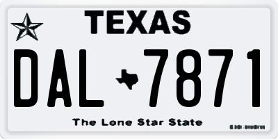 TX license plate DAL7871