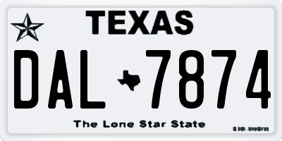 TX license plate DAL7874
