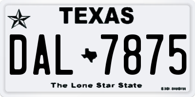 TX license plate DAL7875