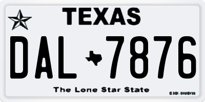 TX license plate DAL7876