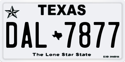 TX license plate DAL7877