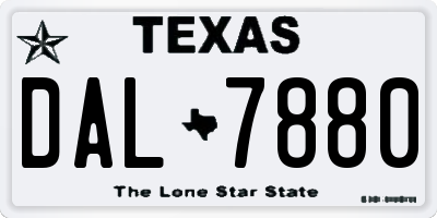 TX license plate DAL7880