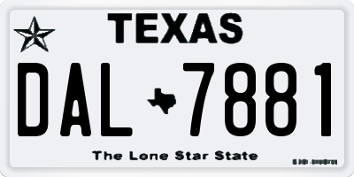 TX license plate DAL7881