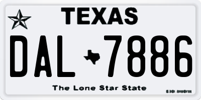 TX license plate DAL7886