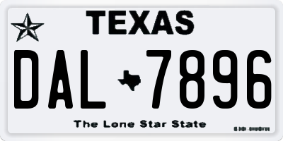 TX license plate DAL7896