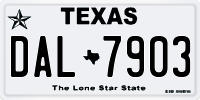 TX license plate DAL7903
