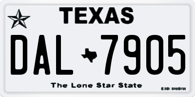 TX license plate DAL7905