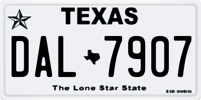 TX license plate DAL7907