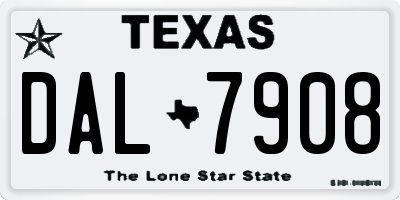 TX license plate DAL7908