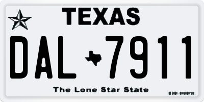 TX license plate DAL7911